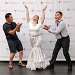 George Kastulin taking a joyful selfie with wedding dance students Alan and Rebecca Lee after completing their choreographed first dance classes at YourWeddingDance.ca, an experience they described as challenging, fun, and unforgettable
